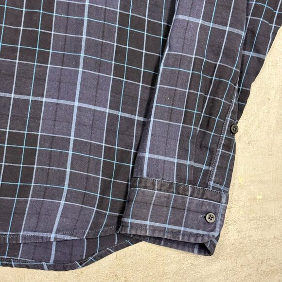 Hugo Boss Slim Fit Dress Shirt Check Blue Long Sleeve Cotton 17 1/2 XL - Picture 4 of 13